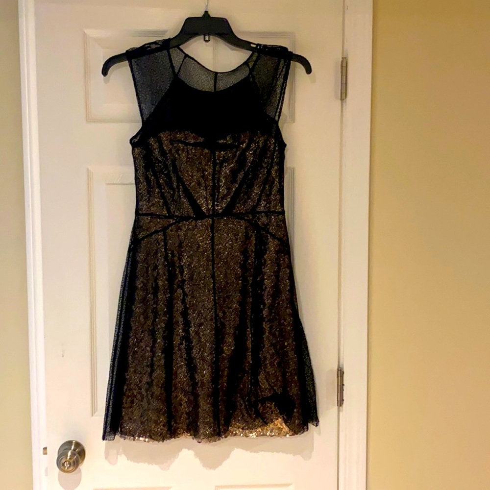 Betsey Johnson gold & black cocktail dress